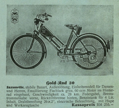 Goldrad bicycle and motorcycle brochure 1939