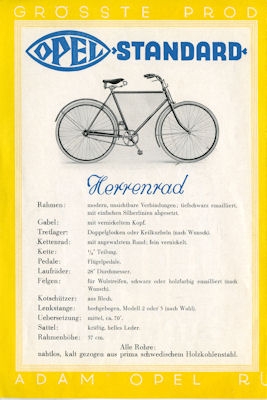 Opel Fahrrad Prospekt ca. 1930