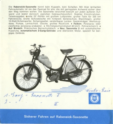 Rabeneick Fahrrad und Motorrad Prospekt 9.1962