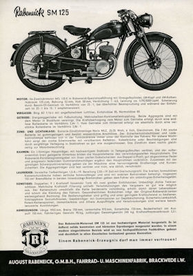 Rabeneick SM 125 Prospekt ca. 1950