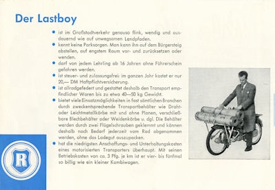 Rabeneick Lastboy Moped Prospekt 1960