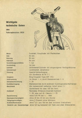 Rex Fahrradmotor Prospekt 1950