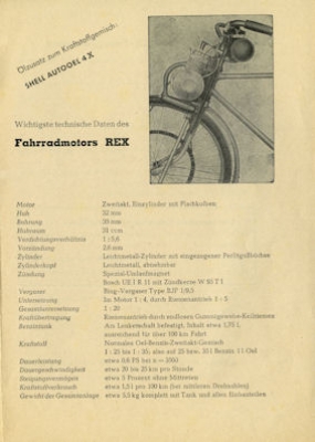 Rex Fahrradmotor Prospekt ca. 1949