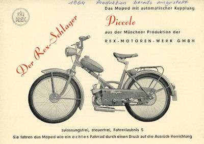 Rex Moped Piccolo Prospekt ca.1963