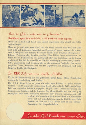 Rex Fahrradmotor Prospekt ca. 1951