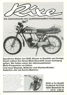 Rixe Mofa R 503 Prospekt ca. 1975