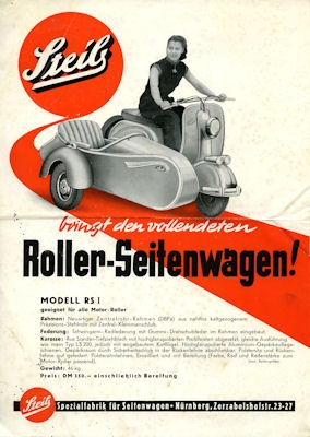 Steib scooter sidecar brochure 1950s