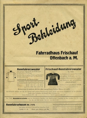 Frischauf Sport Bekleidung Prospekt 1920er Jahre