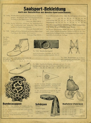 Frischauf Sport Bekleidung Prospekt 1920er Jahre