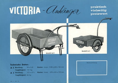 Victoria Fahrrad-Anhänger Prospekt 1959