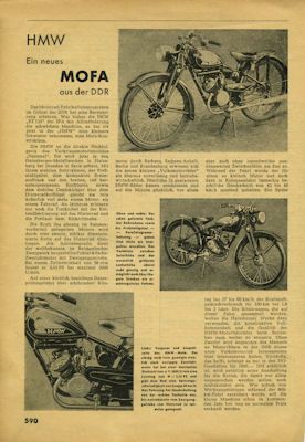 HMW Motorfahrrad Test ca. 1950