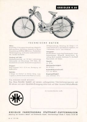 Kreidler K 50 brochure 12.1952