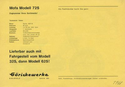 Göricke Mofa Programm ca. 1968