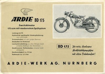 Ardie BD 175 + B 251 Prospekt 1951