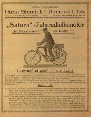 Saturn bicyclemotor brochure 1921