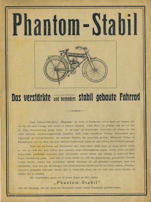 Phantom Stabil Fahrrad Prospekt ca. 1921