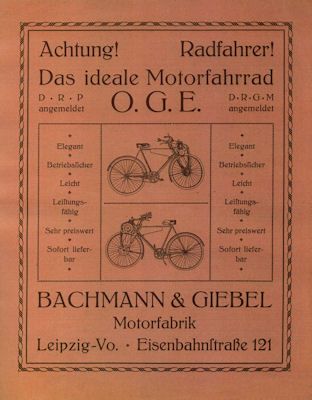 OGE bicyclemotor brochure ca. 1921