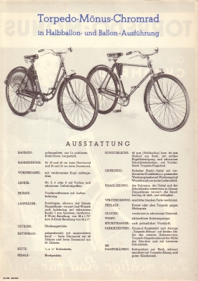Torpedo Fahrrad Programm 1950er Jahre