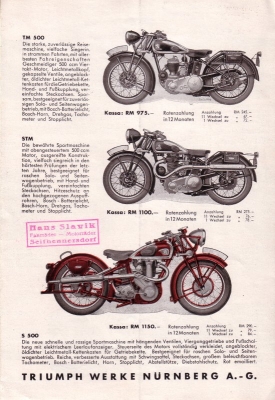 Triumph Programm 1937