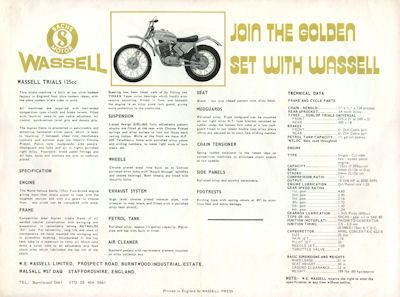 Wassell Trials 125 ccm Prospekt 1970er Jahre