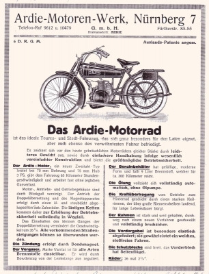 Ardie Minimax Prospekt ca. 1920