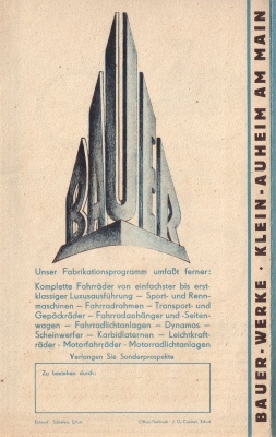 Bauer Dural Leichtmetallrad Prospekt 1930er Jahre