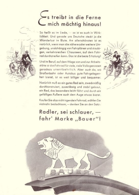 Bauer bicycle brochure 1930s