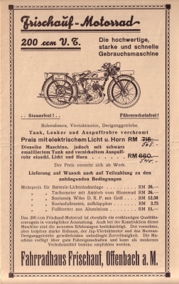 Frischauf Programm 1933
