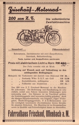 Frischauf Programm 1933
