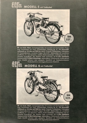 Elfa Motorfahrräder Prospekt 1936