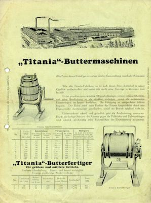 Titania Buttermaschinen Prospekt 1930er Jahre