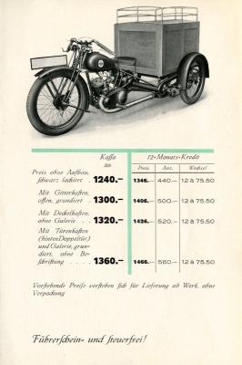 Elfa Threewheeler 200 ccm brochure ca. 1930