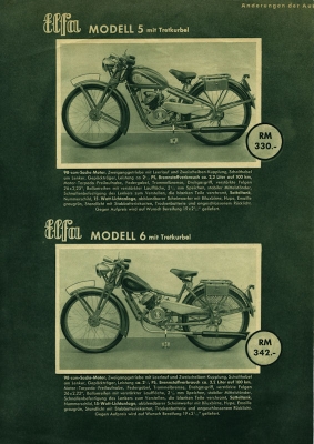 Elfa Motorfahrräder brochure 1939