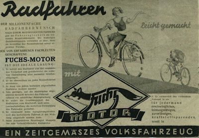 Fuchs bicycle-motor 40 ccm brochure 1950s