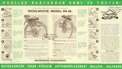 Fuchs bicycle-motor FM 40 brochure 1950s