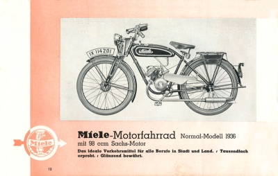 Miele Fahrräder und Motorfahrräder Prospekt 1936