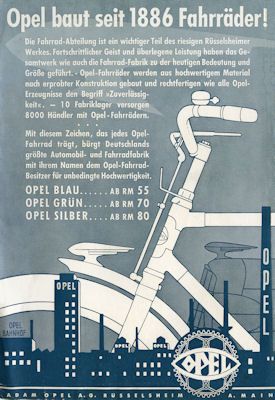 Opel Fahrrad Prospekt ca. 1935