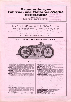 Excelsior 200 350 ccm Prospekt ca.1930