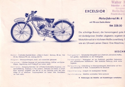 Excelsior Motorfahrrad brochure 1932