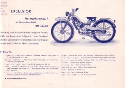 Excelsior Motorfahrrad brochure 1932