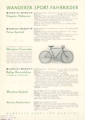 Wanderer Fahrrad Prospekt 6.1930