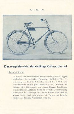 Dixi Fahrrad Prospekt 1920er Jahre