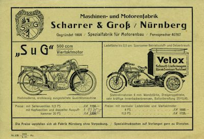 S.u.G. 500 ccm / Velox Prospekt 8.1927