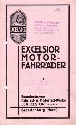 Excelsior Motorfahrrad + Leichtmotorrad Prospekt ca. 1935