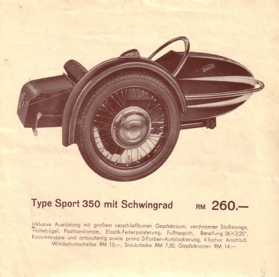 Favorit Seitenwagen Programm 1930er Jahre