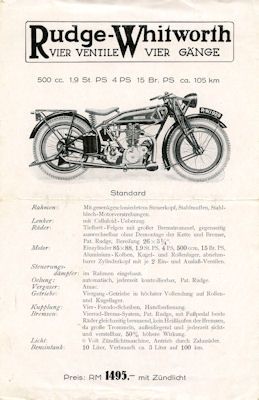 Rudge 500 ccm Prospekt 1928