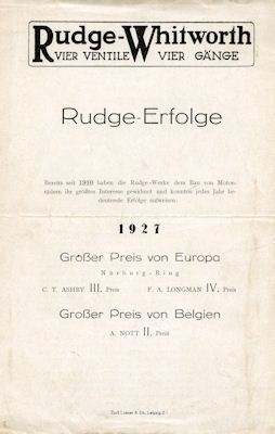 Rudge 500 ccm Prospekt 1928