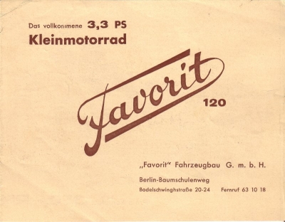 Favorit 120 Prospekt 1930er Jahre