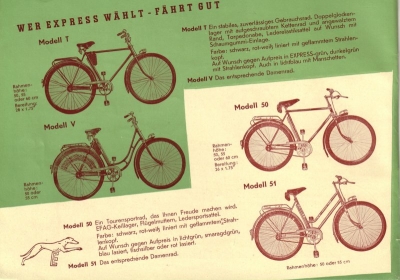 Express Fahrrad und Motorrad Prospekt 1950er Jahre