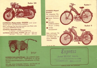 Express Fahrrad und Motorrad Prospekt 1950er Jahre